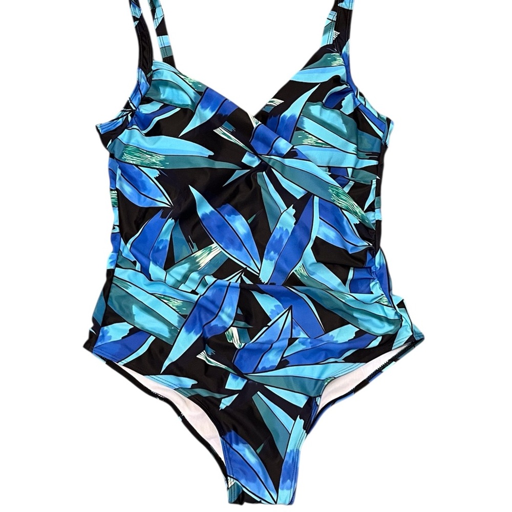 New Women's One Piece Blue & Black Swimsuit Tummy Control Bathing Suit Size: 2XL - Picture 5 of 5